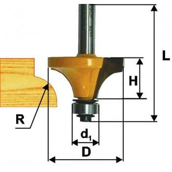 Фреза кромочная калёвочная d57.1*Н29*R22.2*12 (dпод.=12.7) ступень